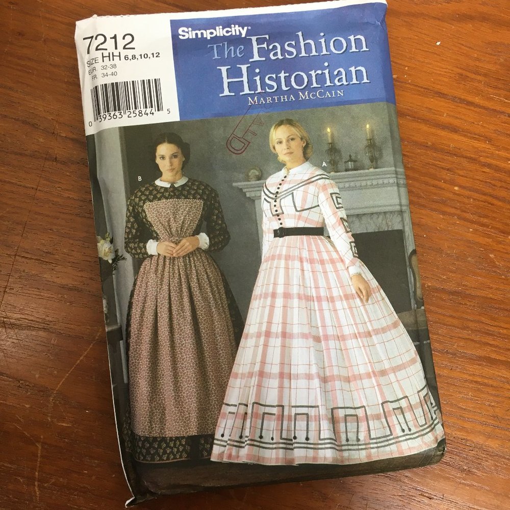 Simplicity 7212 Civil War Dress Gown 1860’s Costume Pattern NWT